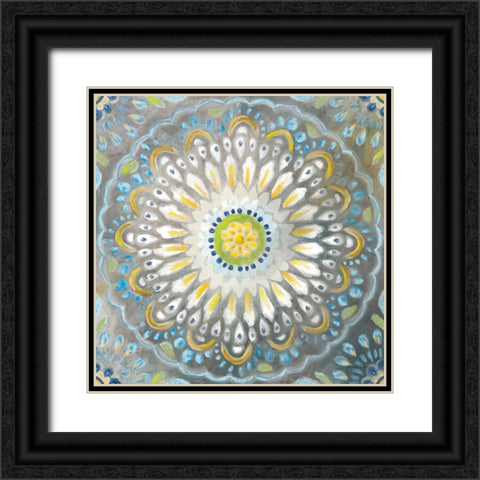 Rosette Mandala Black Ornate Wood Framed Art Print with Double Matting by Nai, Danhui