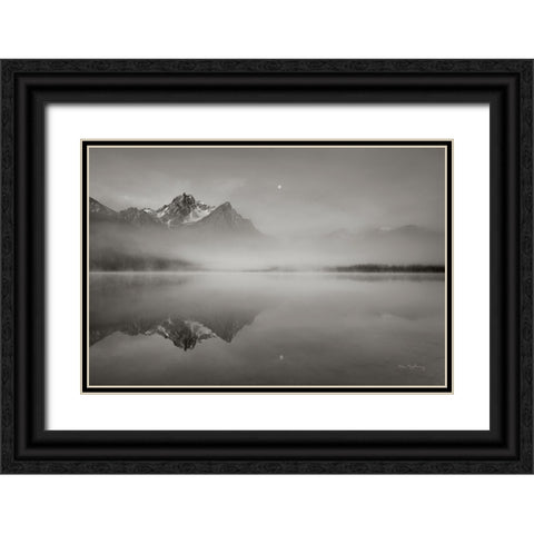 Stanley Lake Idaho BW Black Ornate Wood Framed Art Print with Double Matting by Majchrowicz, Alan