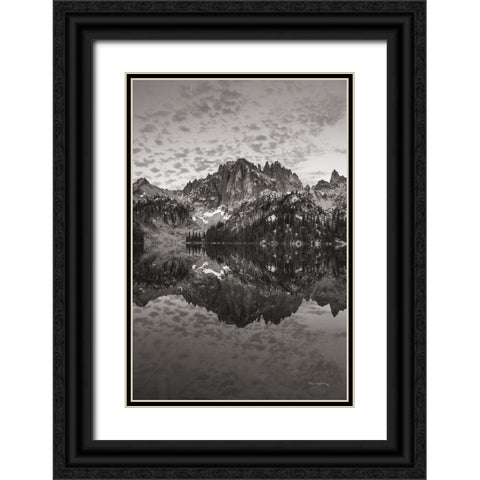 Baron Lake Monte Verita Peak Sawtooh Mountains I BW Black Ornate Wood Framed Art Print with Double Matting by Majchrowicz, Alan