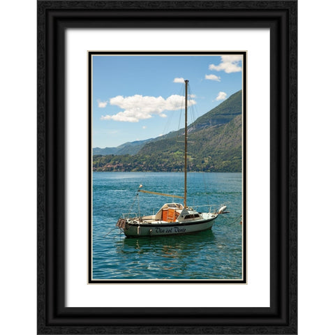 Lake Como Boats II Black Ornate Wood Framed Art Print with Double Matting by Aledanda