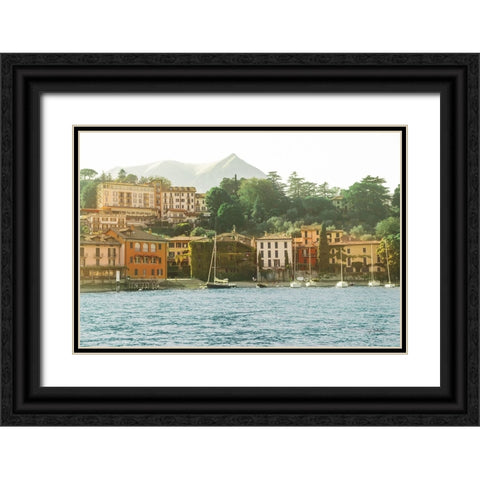 Lake Como Morning Black Ornate Wood Framed Art Print with Double Matting by Aledanda