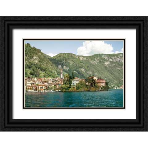 Lake Como Village IV Black Ornate Wood Framed Art Print with Double Matting by Aledanda