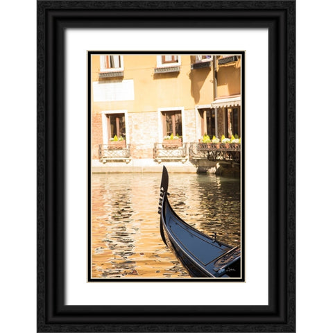 Gondola Reflections Black Ornate Wood Framed Art Print with Double Matting by Aledanda