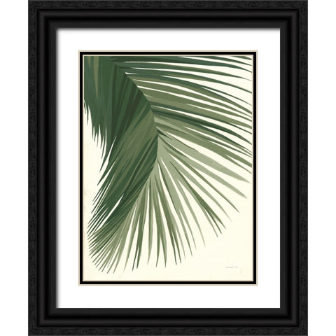 Retro Big Leaf II Green Black Ornate Wood Framed Art Print with Double Matting by Nai, Danhui