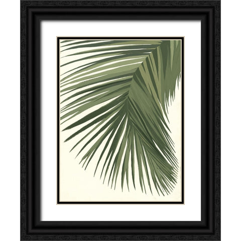 Retro Big Leaf II Reversed Green Black Ornate Wood Framed Art Print with Double Matting by Nai, Danhui