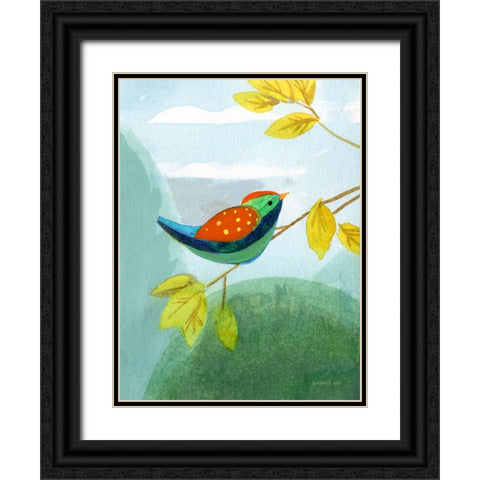 Colorful Birds I Black Ornate Wood Framed Art Print with Double Matting by Nai, Danhui