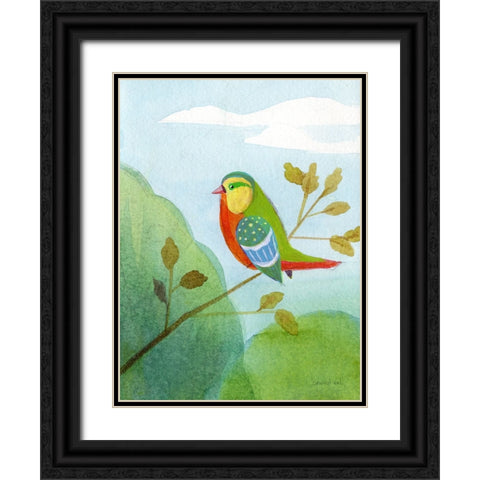 Colorful Birds II Black Ornate Wood Framed Art Print with Double Matting by Nai, Danhui