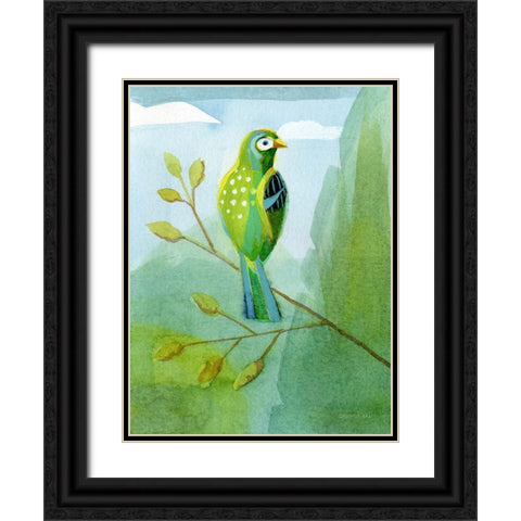 Colorful Birds III Black Ornate Wood Framed Art Print with Double Matting by Nai, Danhui