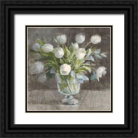 Serene Tulips Black Ornate Wood Framed Art Print with Double Matting by Nai, Danhui