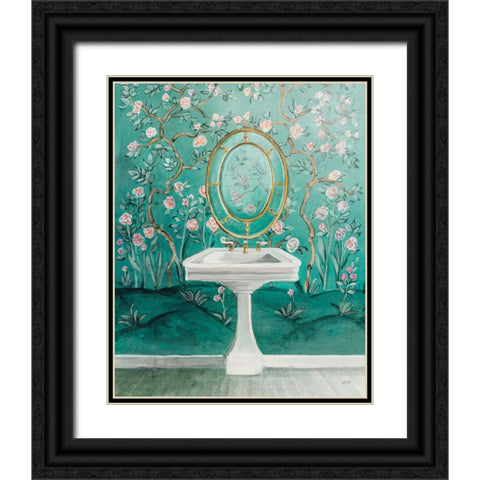 Chinoiserie Bath I Black Ornate Wood Framed Art Print with Double Matting by Purinton, Julia
