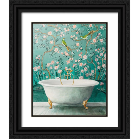 Chinoiserie Bath II Black Ornate Wood Framed Art Print with Double Matting by Purinton, Julia