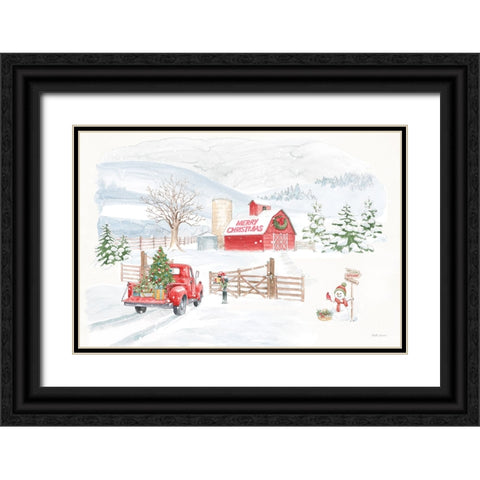 Home For The Holidays I Snowman Black Ornate Wood Framed Art Print with Double Matting by Grove, Beth