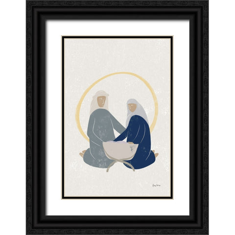 Nativity II with Navy no Words Black Ornate Wood Framed Art Print with Double Matting by Thorns, Becky