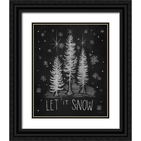 Chalkboard Holiday Trees I v2 Black Ornate Wood Framed Art Print with Double Matting by Urban, Mary