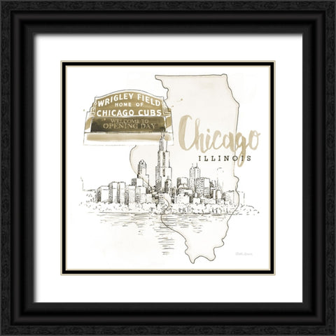 US Cities II Black Ornate Wood Framed Art Print with Double Matting by Grove, Beth
