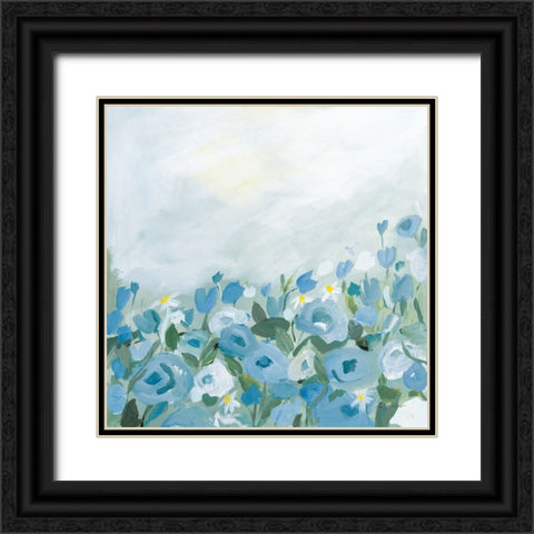 Blooming Landscape Blue Black Ornate Wood Framed Art Print with Double Matting by Munger, Pamela