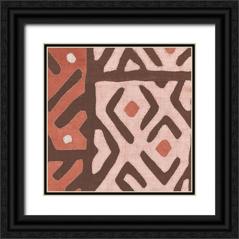Kuba Cloth I Square I Blush Black Ornate Wood Framed Art Print with Double Matting by Wild Apple Portfolio
