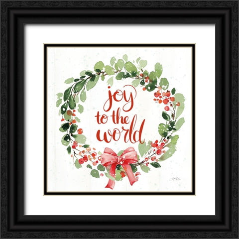 Celebrate the Season Wreath I Black Ornate Wood Framed Art Print with Double Matting by Pete, Katrina