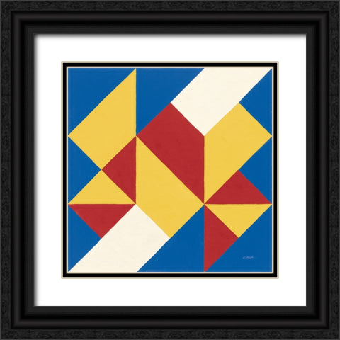 Triangles I Bright Primary Black Ornate Wood Framed Art Print with Double Matting by Schick, Mike