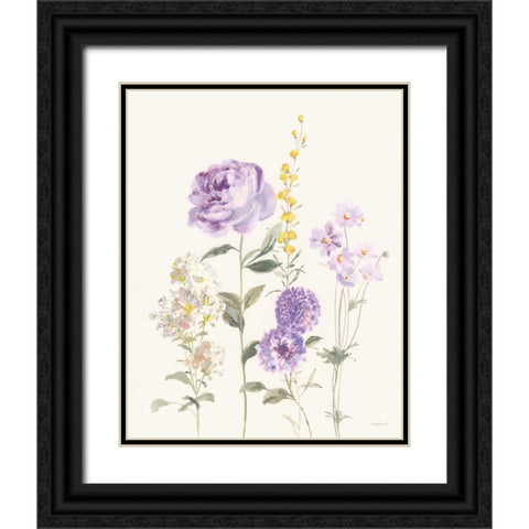 Picket Fence Flowers I Pastel Black Ornate Wood Framed Art Print with Double Matting by Nai, Danhui