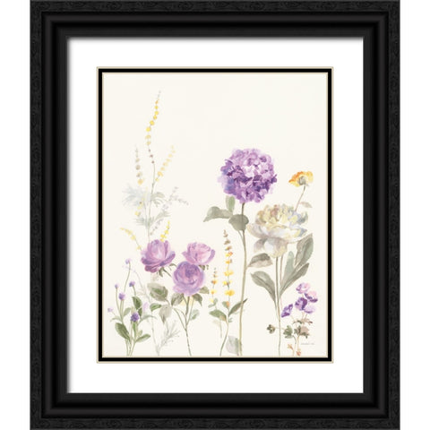 Picket Fence Flowers II Pastel Black Ornate Wood Framed Art Print with Double Matting by Nai, Danhui