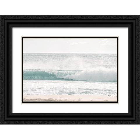 Curling Blue Black Ornate Wood Framed Art Print with Double Matting by Larson, Nathan