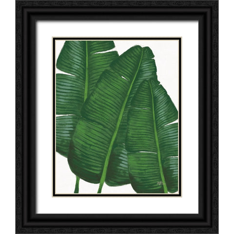 Emerald Banana Leaves II Black Ornate Wood Framed Art Print with Double Matting by Penner, Janelle