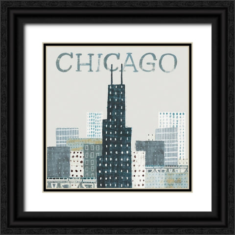 Chicago Landmarks I Black Ornate Wood Framed Art Print with Double Matting by Mullan, Michael