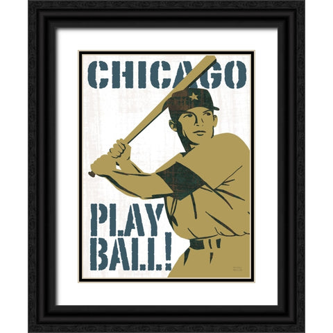 Play Ball Chicago Black Ornate Wood Framed Art Print with Double Matting by Mullan, Michael