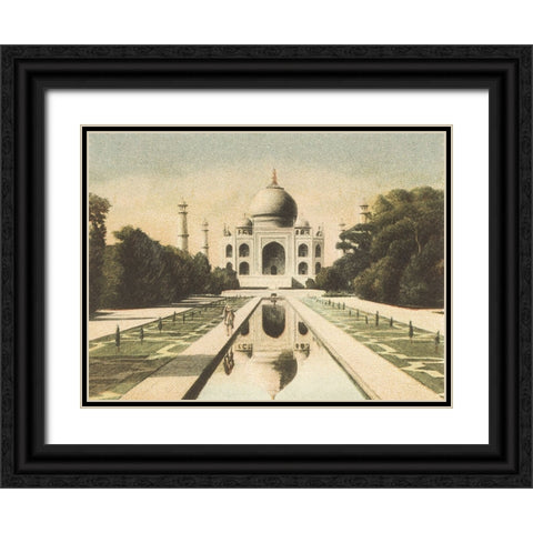 Taj Mahal Postcard I Black Ornate Wood Framed Art Print with Double Matting by Wild Apple Portfolio
