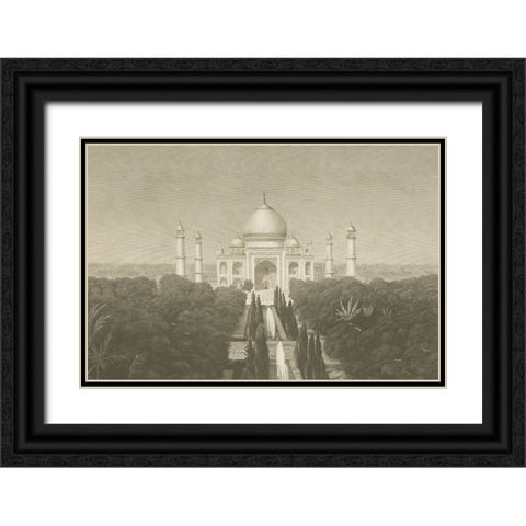 Taj Mahal Postcard II Black Ornate Wood Framed Art Print with Double Matting by Wild Apple Portfolio