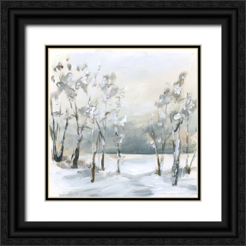 Snowy Winter Trees Black Ornate Wood Framed Art Print with Double Matting by Pete, Katrina