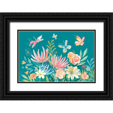 Flower Fun I Dark Black Ornate Wood Framed Art Print with Double Matting by Urban, Mary