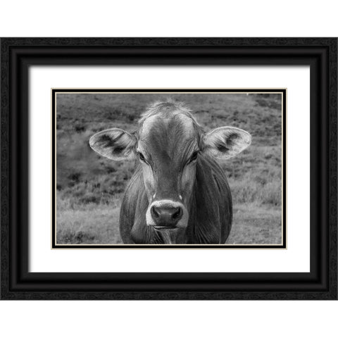 Dairy Barn BW Black Ornate Wood Framed Art Print with Double Matting by Larson, Nathan