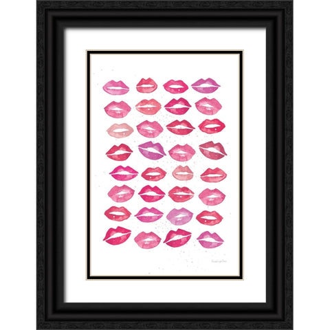 Kiss Me Quick No Words Pink Black Ornate Wood Framed Art Print with Double Matting by Charro, Mercedes Lopez