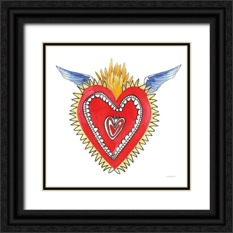 Sacred Heart I Black Ornate Wood Framed Art Print with Double Matting by Charro, Mercedes Lopez