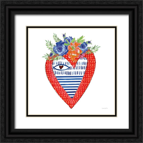 Sacred Heart III Black Ornate Wood Framed Art Print with Double Matting by Charro, Mercedes Lopez