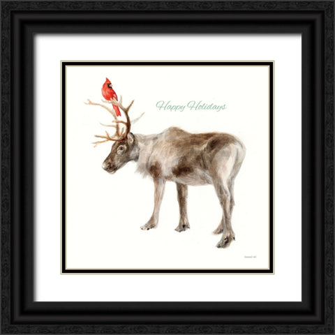 Reindeer Friends v2 Black Ornate Wood Framed Art Print with Double Matting by Nai, Danhui