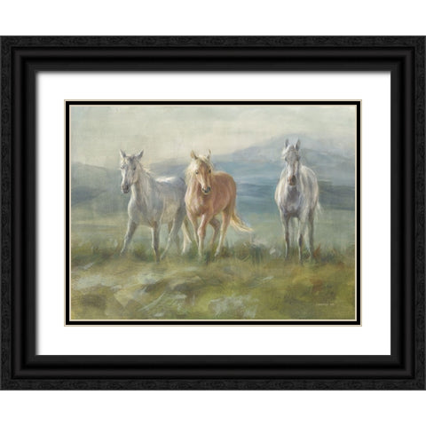 Rangeland Horses Black Ornate Wood Framed Art Print with Double Matting by Nai, Danhui