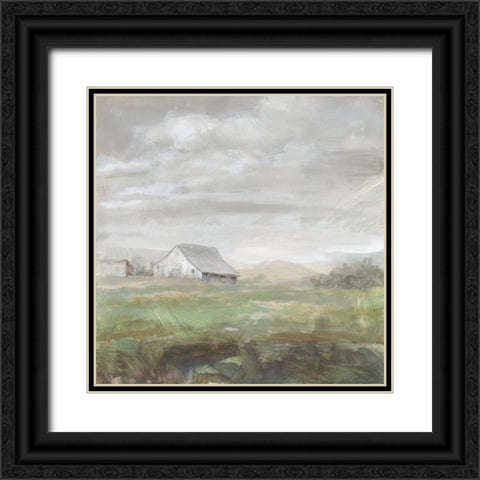 White Barn Fields Black Ornate Wood Framed Art Print with Double Matting by Nai, Danhui