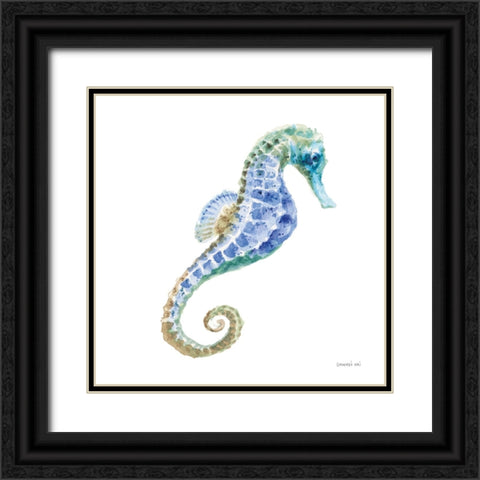 Undersea Seahorse Black Ornate Wood Framed Art Print with Double Matting by Nai, Danhui