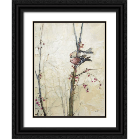 Wings in the Berries Black Ornate Wood Framed Art Print with Double Matting by Purinton, Julia