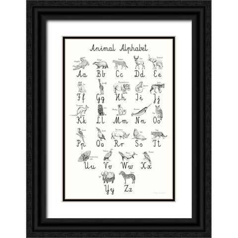 Animal Alphabet Black Ornate Wood Framed Art Print with Double Matting by Kucwaj-Tybur, Kasia