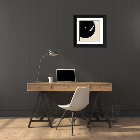 Musical Abstract II Cream Black Ornate Wood Framed Art Print with Double Matting by York, Leah