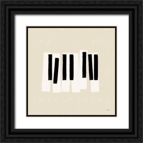 Musical Abstract III Cream Black Ornate Wood Framed Art Print with Double Matting by York, Leah