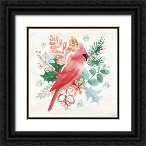 Snowy Critters II Black Ornate Wood Framed Art Print with Double Matting by June, Dina