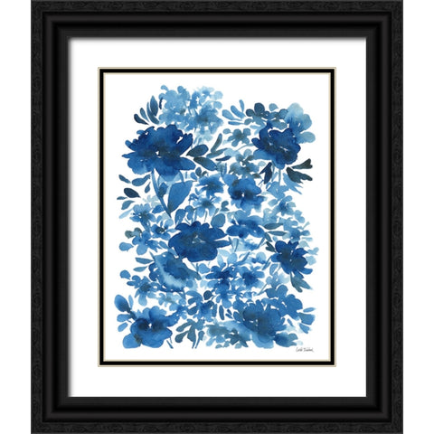 Blue Floral Black Ornate Wood Framed Art Print with Double Matting by Trimbach, Leslie