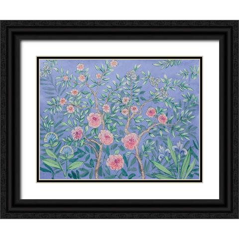 French Garden Purple Black Ornate Wood Framed Art Print with Double Matting by Purinton, Julia