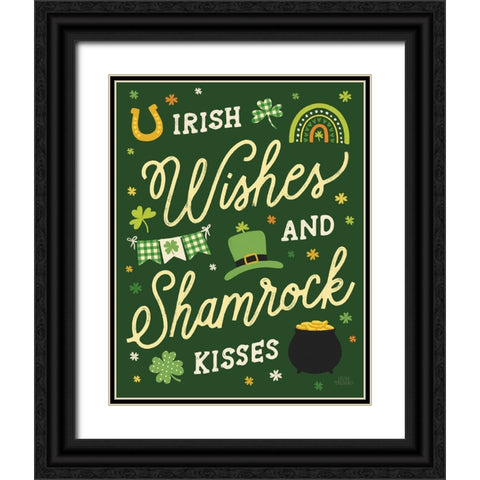 Shamrock Wishes II Black Ornate Wood Framed Art Print with Double Matting by Marshall, Laura