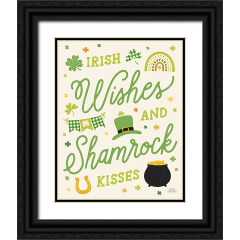 Shamrock Wishes II Light Black Ornate Wood Framed Art Print with Double Matting by Marshall, Laura